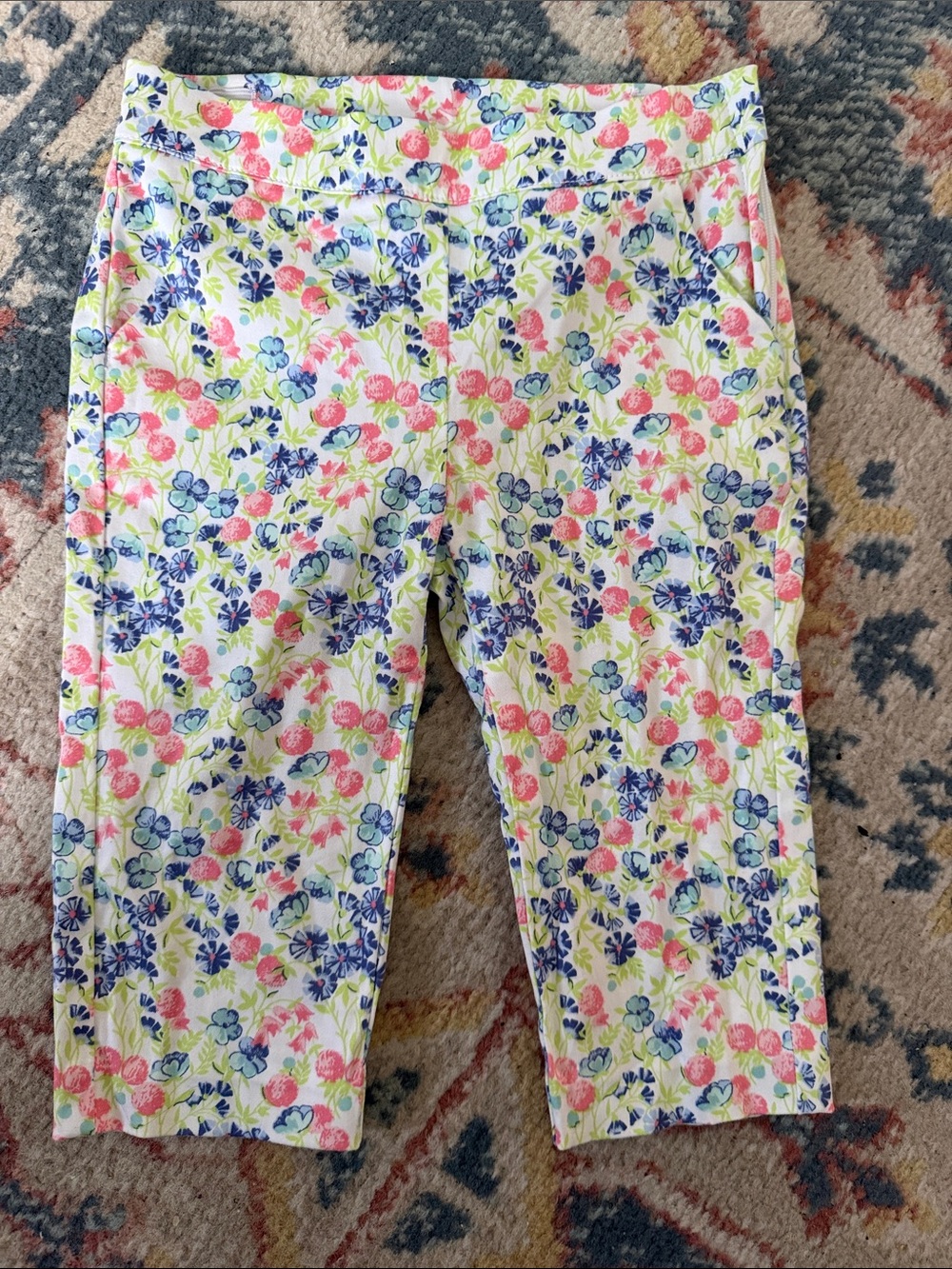 Girls Janie and Jack Floral Capri Leggings - Pink & Blue- worn just once